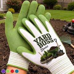 Custom Coated Grip Gardening Gloves - Personalized Birthday Garden Gifts For Gardeners, Husband, Son, Grandson, Brother, Grandpa, Dad, Yourself - King Of The Backyard