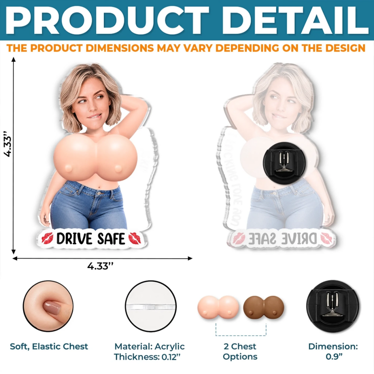 Custom Photo Squishy Acrylic Car Vent Clip - Personalized Anniversary Wedding Gifts For Husband And Wife, Him And Her - Drive Safe, I'll Be Waiting