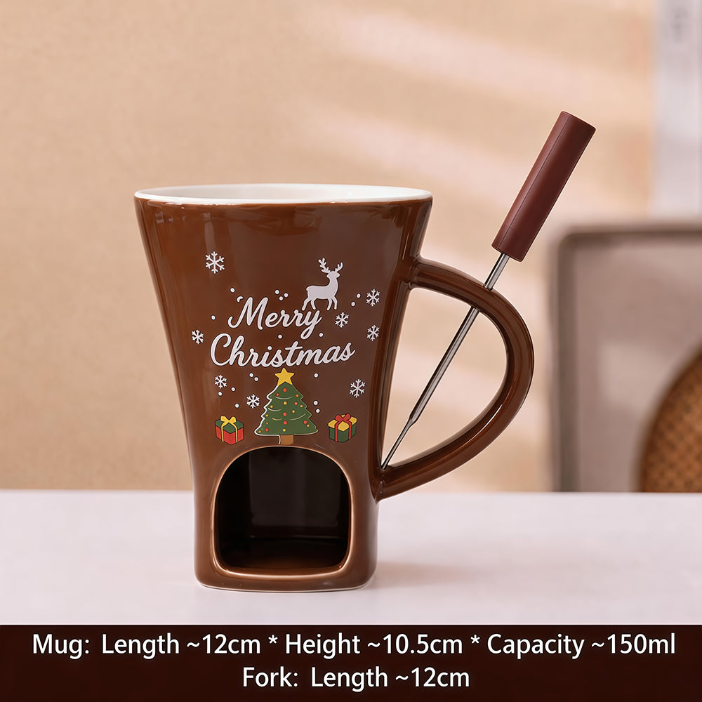 Christmas chocolate melting oven ceramic hot pot cup Microwave oven heated cheese Halloween cup
