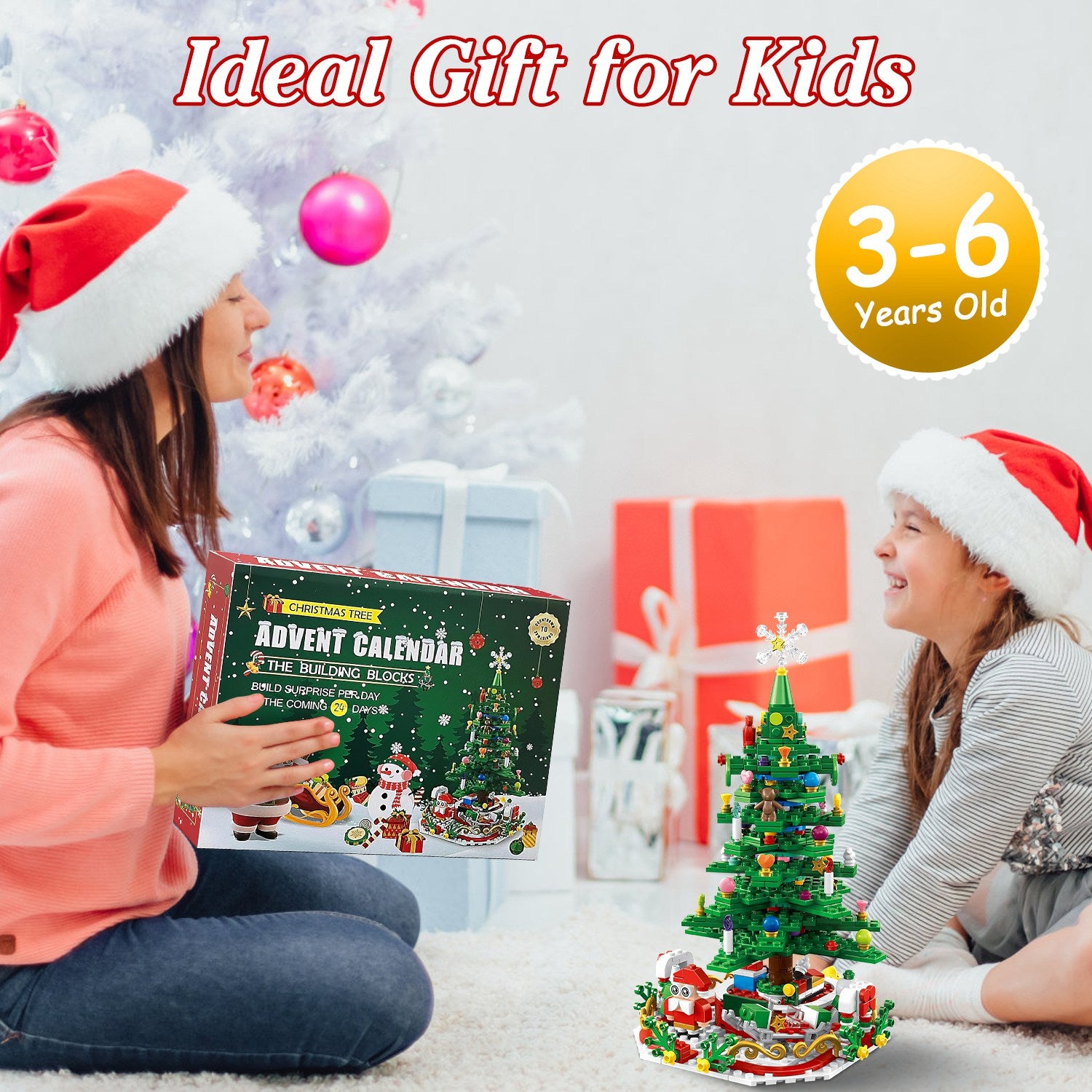 701-Piece Christmas Tree Advent Calendar Building Blocks – Build-a-Day Countdown Toy with Festive Glowing Lights, 24 Daily Surprises & Mini Figures, Holiday Tabletop Decor & Gift for Kids & Adults