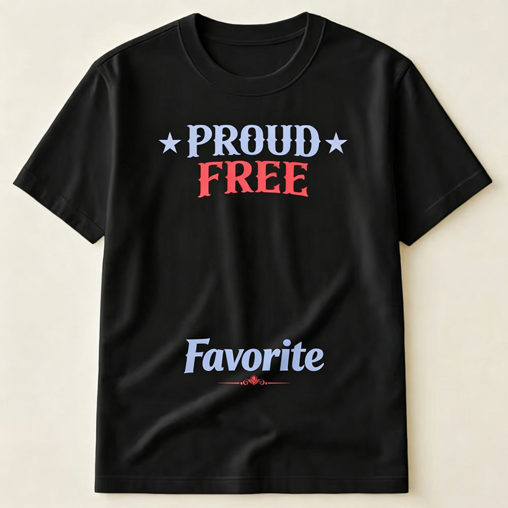 Proud Free Favorite Retro Star Patriotic USA Independence Day Minimal T-Shirt
