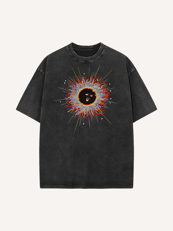 Dark Light Comfort Printed Washed Short Sleeve