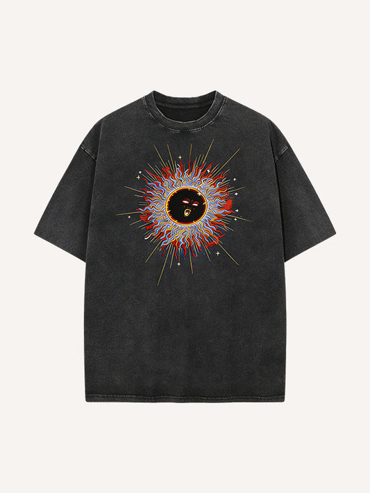 Dark Light Comfort Printed Washed Short Sleeve