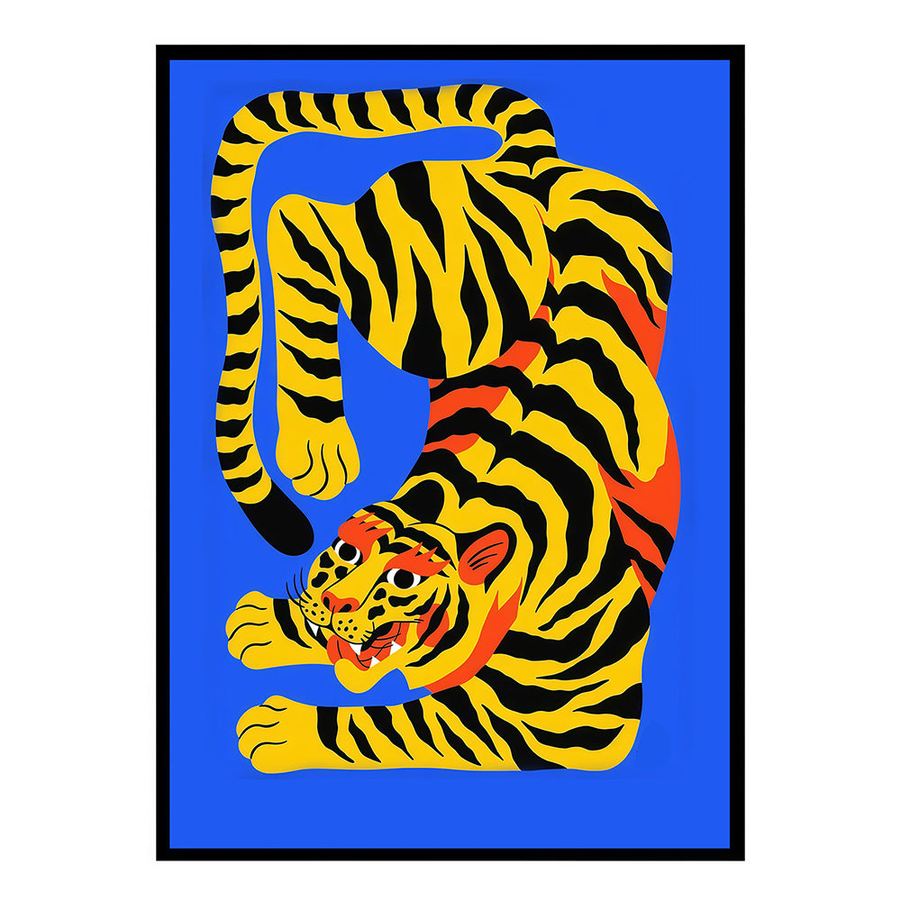Bold Pop Art Tiger on Blue Background Beach Towel