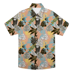 Custom Photo Hawaiian Shirt – Personalized Pink Floral & Lush Tropical Palm Button-Down – Unique DIY Aloha Summer Vacation Gift