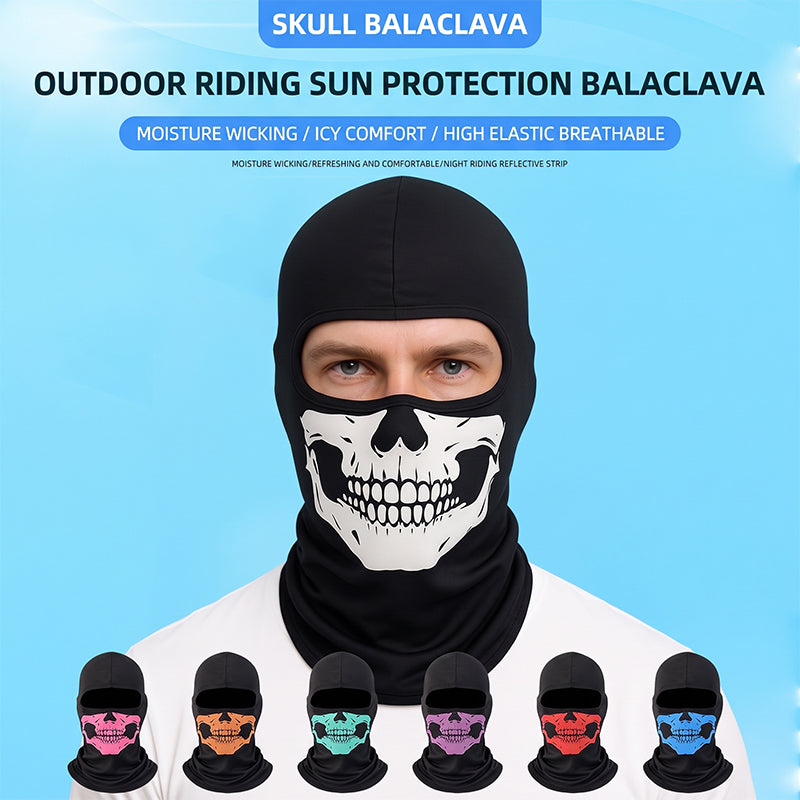 Skull Balaclava Full Face Mask for Men Women, Summer Cooling Ski Mask UV Sun Protection Face Cover, Moisture Wicking Breathable Balaclava Hood with Reflective Strip for Motorcycle Riding