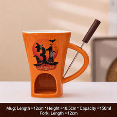 Christmas chocolate melting oven ceramic hot pot cup Microwave oven heated cheese Halloween cup