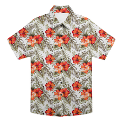 Custom Photo Hawaiian Shirt – Personalized Vibrant Sunflower & Tropical Leaf Button-Down – Unique DIY Beach Party Holiday Wear