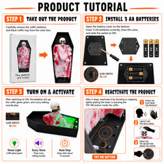 Halloween voice-controlled coffin skeleton motion props