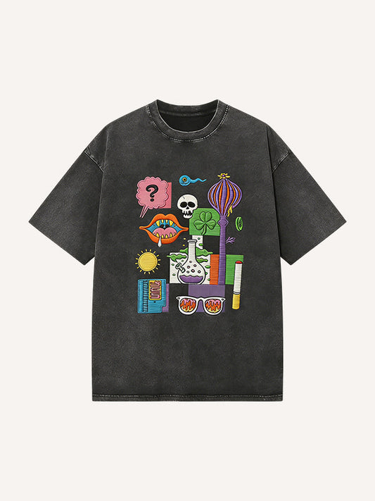 Midnight Great Inventor Printed Washed Short Sleeve