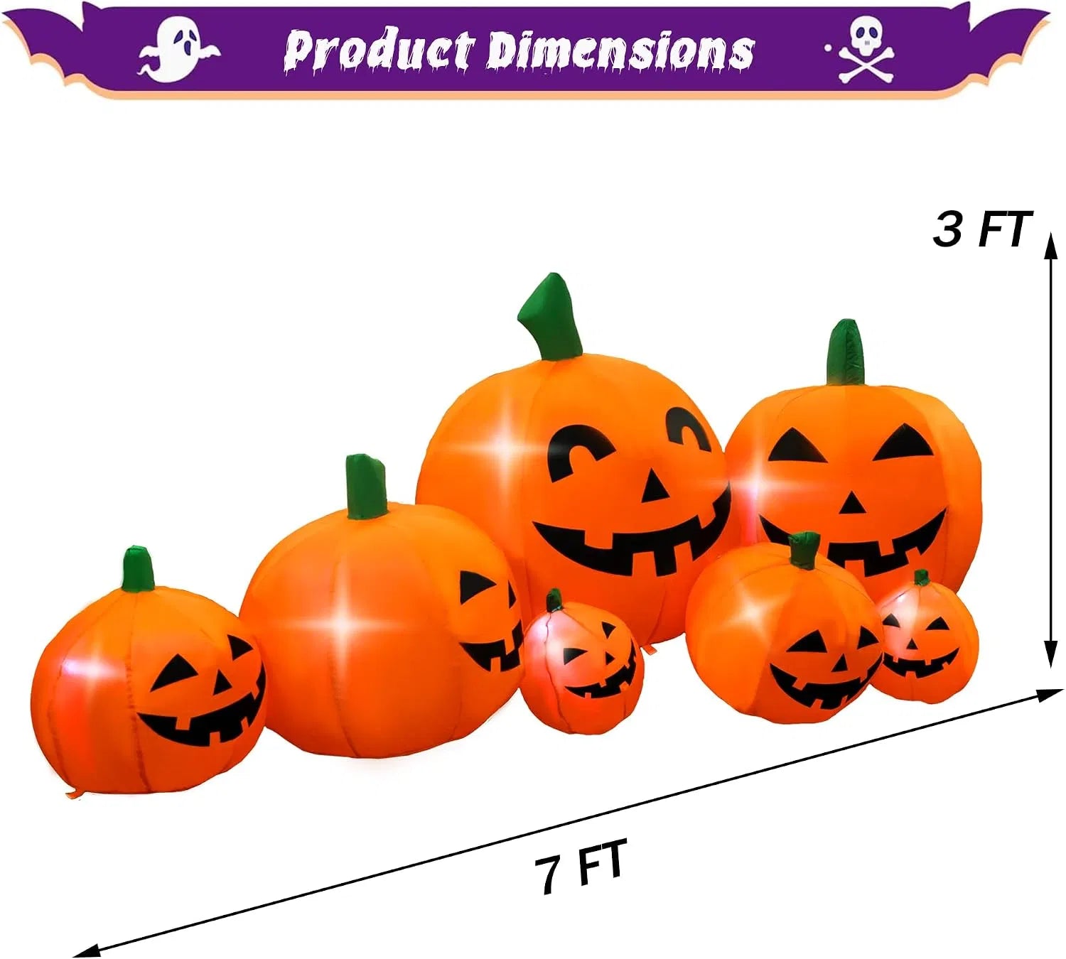 7 ft inflatable pumpkin patch with built-in lights - product photo 2 of 7
