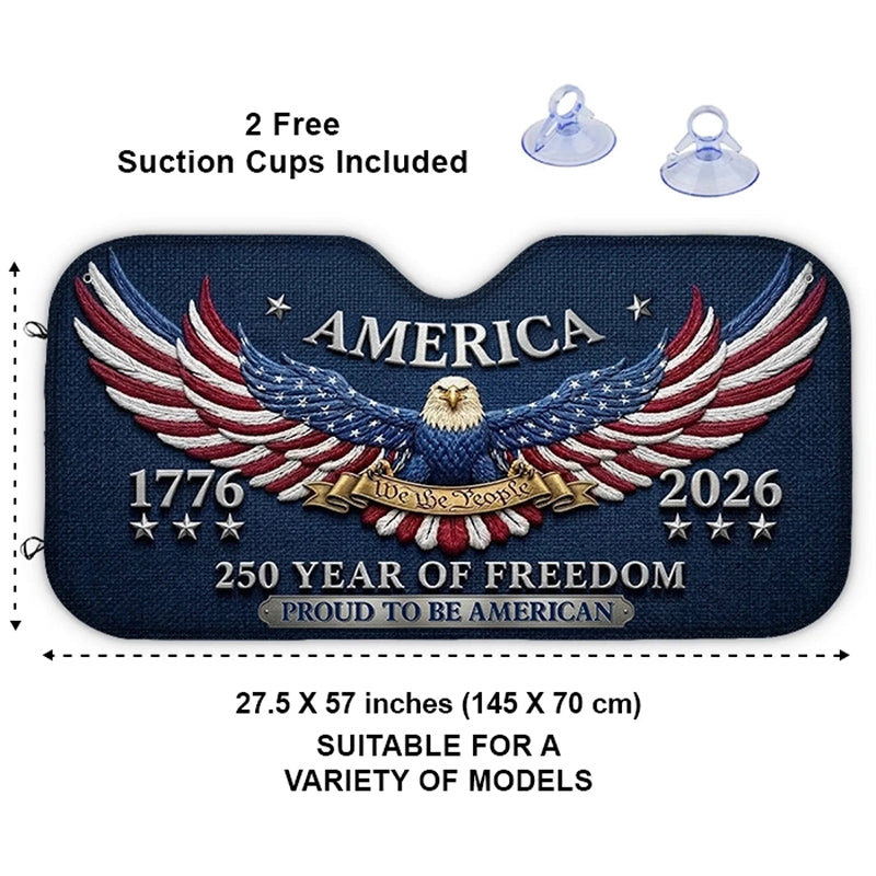 Custom Auto Windshield Sunshade-Personalized America 250th Anniversary Gifts-Proud To Be American