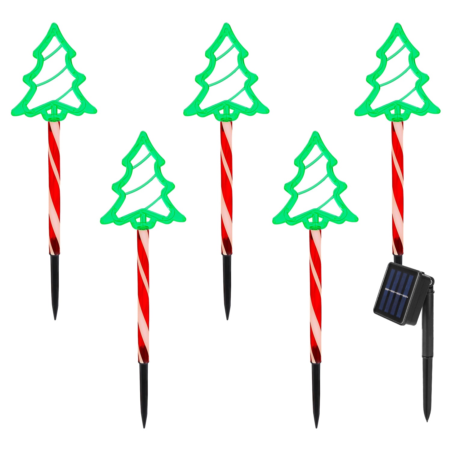 5Packs Christmas Outdoor Pathway Light With 8 Modes IP44 Waterproof Xmas Decoration Stake Light Tree Candy Light For Garden Lawn Porch Yard Driveway