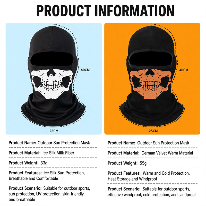 Skull Balaclava Full Face Mask for Men Women, Summer Cooling Ski Mask UV Sun Protection Face Cover, Moisture Wicking Breathable Balaclava Hood with Reflective Strip for Motorcycle Riding
