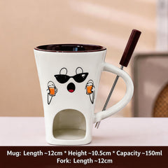 Christmas chocolate melting oven ceramic hot pot cup Microwave oven heated cheese Halloween cup