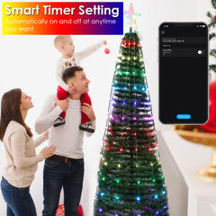 4.9FT 166Pcs LED Lights Collapsible Christmas Tree Light with Remote App Control IP65 Waterproof Customized Multi-Color Mode Timer Setting Work with A