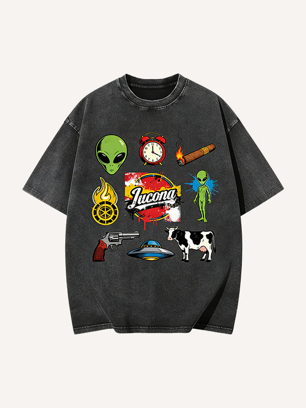 Aliens Come to Earth to Steal Cows Print Short Sleeve