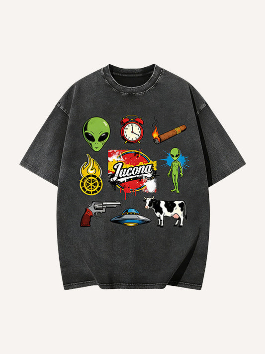 Aliens Come to Earth to Steal Cows Print Short Sleeve