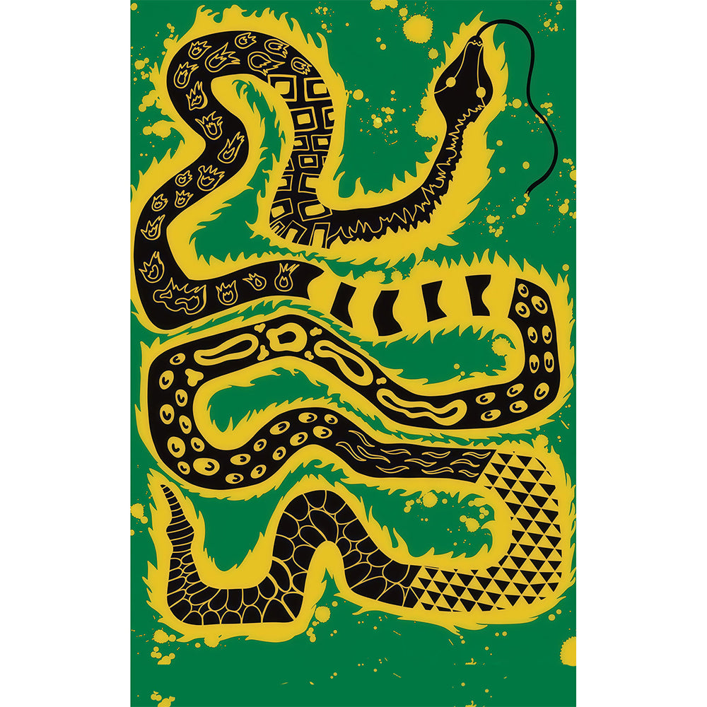 Tribal Pattern Snake Green & Yellow Grunge Art Towel