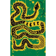 Tribal Pattern Snake Green & Yellow Grunge Art Towel
