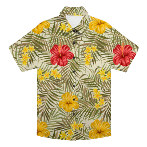 Custom Photo Hawaiian Shirt – Personalized Exotic Purple Orchid & Jungle Leaf Button-Down – Unique DIY Summer Luau Outfit