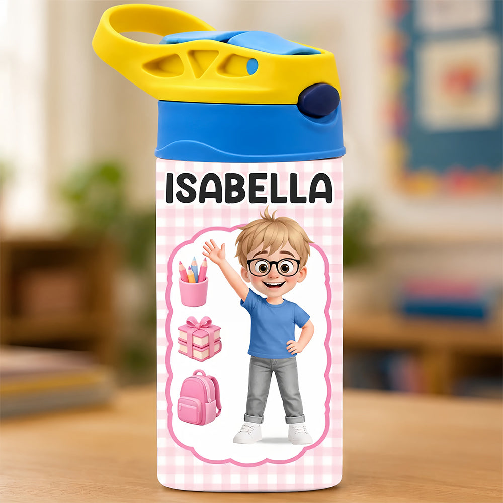 Custom Kids Insulated Water Bottle - Personalized Back To School Gifts For Kids - Back To School Adventure
