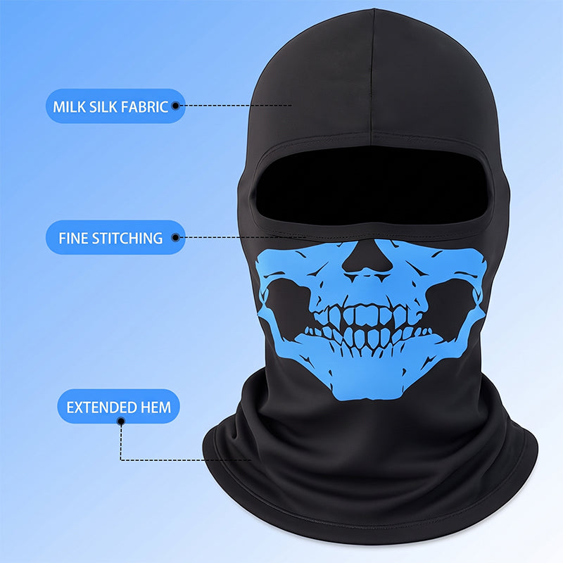 Skull Balaclava Full Face Mask for Men Women, Summer Cooling Ski Mask UV Sun Protection Face Cover, Moisture Wicking Breathable Balaclava Hood with Reflective Strip for Motorcycle Riding