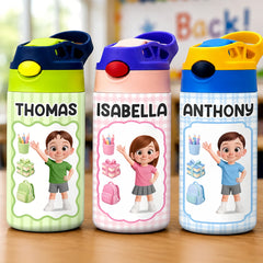 Custom Kids Insulated Water Bottle - Personalized Back To School Gifts For Kids - Back To School Adventure