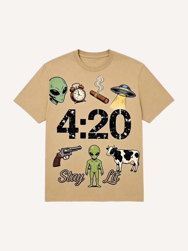Western Style Short Sleeve with Big Smoke Print