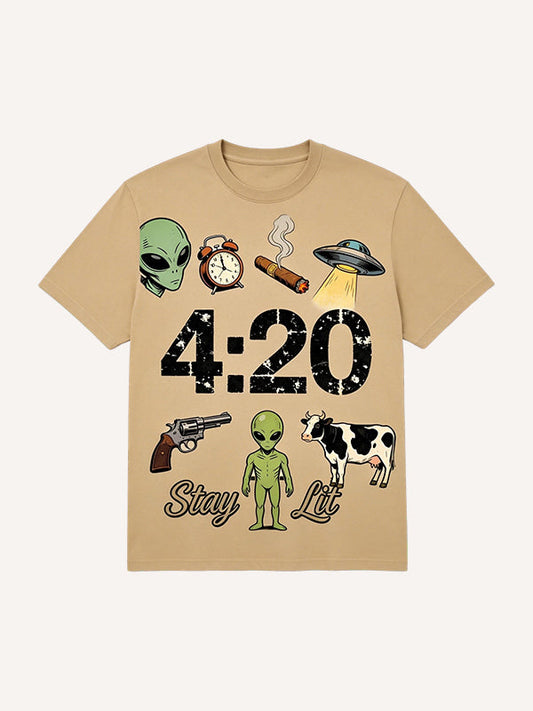 Western Style Short Sleeve with Big Smoke Print