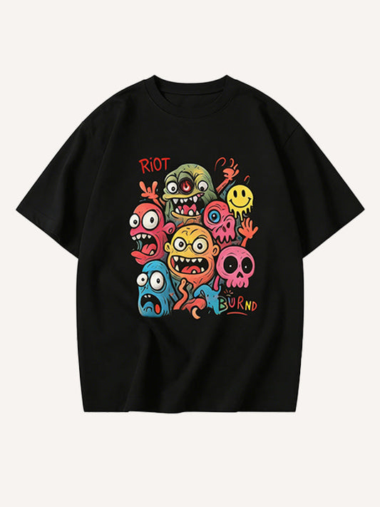 Monster Planet Comfortable Printed Short Sleeve