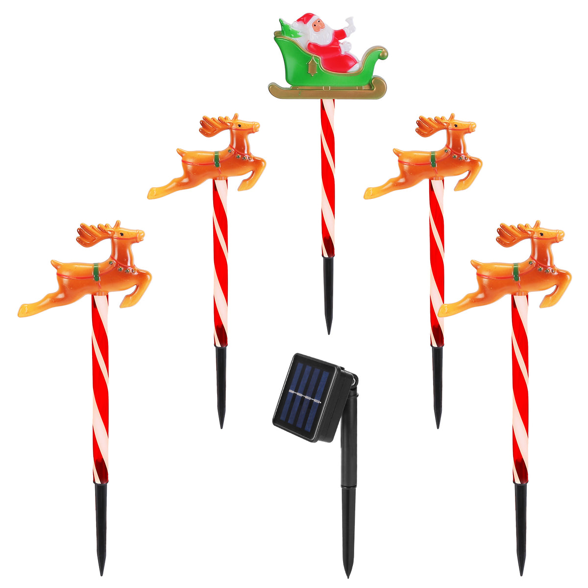 5Packs Christmas Outdoor Pathway Light With 8 Modes IP44 Waterproof Xmas Decoration Stake Light Tree Candy Light For Garden Lawn Porch Yard Driveway