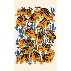Cute Folk Art Tigers Watercolor Style Throw Blanket