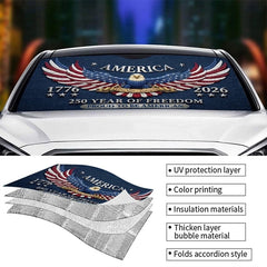 Custom Auto Windshield Sunshade-Personalized America 250th Anniversary Gifts-Proud To Be American