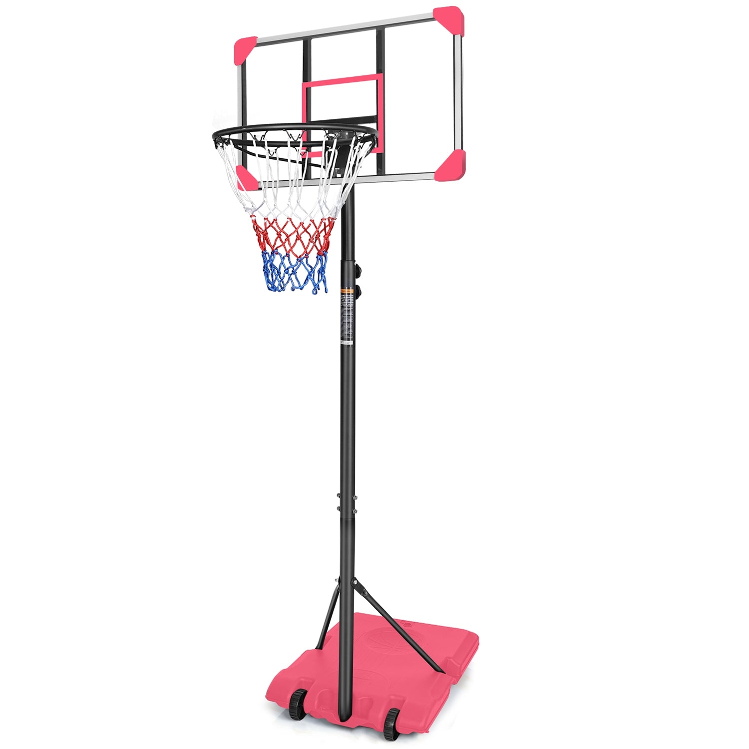 1Set Portable Kids Basketball Hoop With Wheels, Height Adjustable 5.6 To 7ft Basketball Goal System Indoor Outdoor For Kids Teens Adults For Christmas Gift