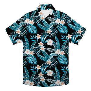 Custom Photo Hawaiian Shirt – Personalized Red Tropical Bloom & Green Palm Button-Down – Unique DIY Bold Aloha Vibe Apparel