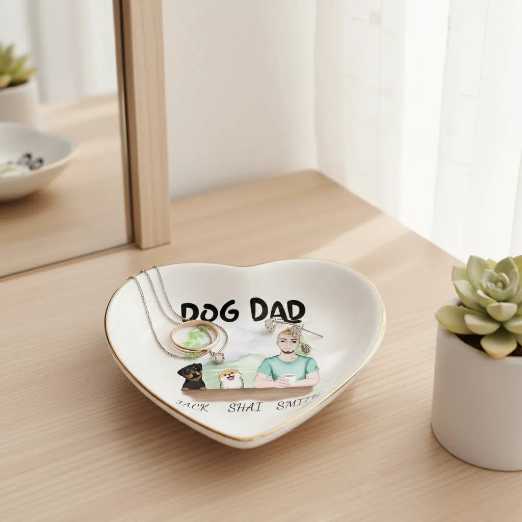 Custom Puppies are important members of the family Personalized Heart-Shaped Jewelry Tray