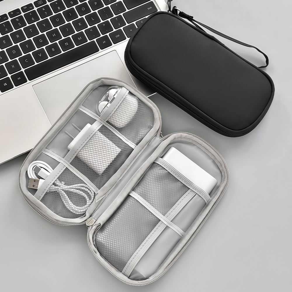 Personalized custom-made printed storage bag, double zipped travel cable storage bag, used for storing USB C cables, mobile power banks and headphones.