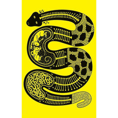 Tribal Skeletal Snake Black & Yellow Folk Art Towel