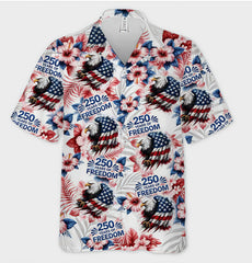 USA 250 Years of Freedom Bald Eagle Tropical Floral Hawaiian Shirt