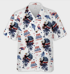 1776‑2026 250 Years of Freedom Eagle Flamingo Palm Tree Aloha Shirt