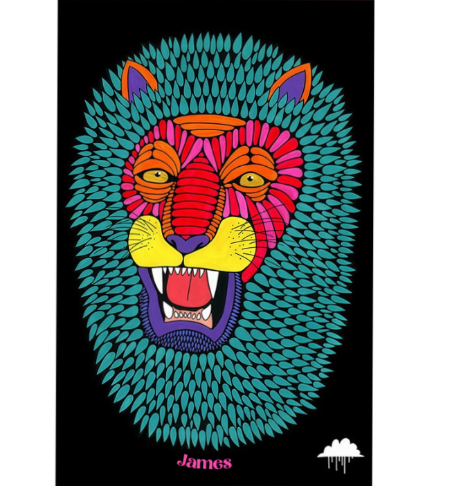 Vibrant Geometric Lion Head Pop Art Throw Blanket