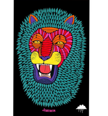 Vibrant Geometric Lion Head Pop Art Throw Blanket