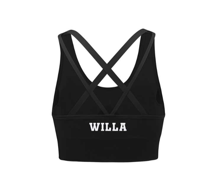 Custom Logo Crisscross Back Sports Bra Women, U Neck Double Strap Scrunch Back Longline Yoga Workout Crop Top, Customizable Private Label Activewear Bra