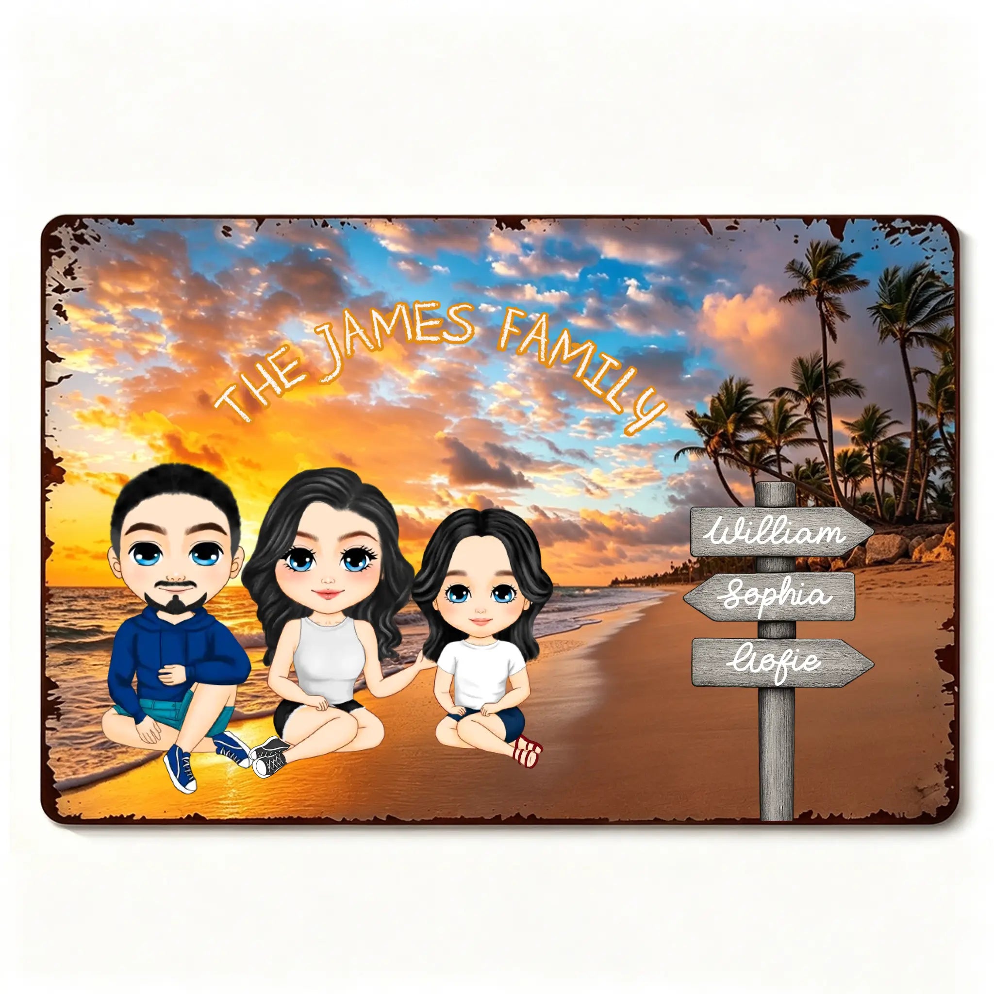 Custom Family Beach Metal Sign - Personalized Wall Decor
