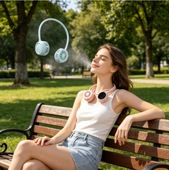 Neck-mounted small fan - Portable and foldable