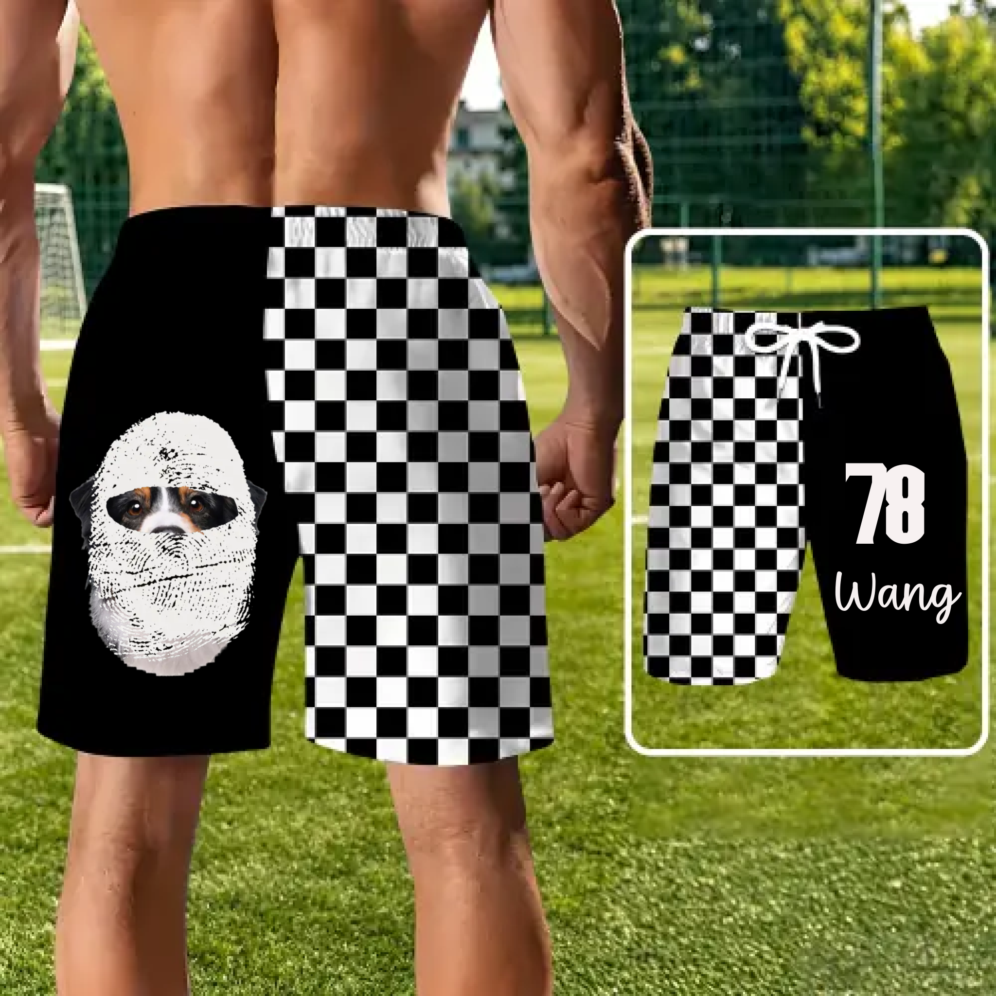 Casual men's shorts - Customized portrait fun mask
