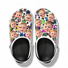 Multiple styles of slip-resistant perforated shoes with custom shoe surface designs