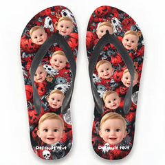 Retro Pezzi pattern custom printed flip-flops - Personalized photo Summer outdoor beach flat sandals