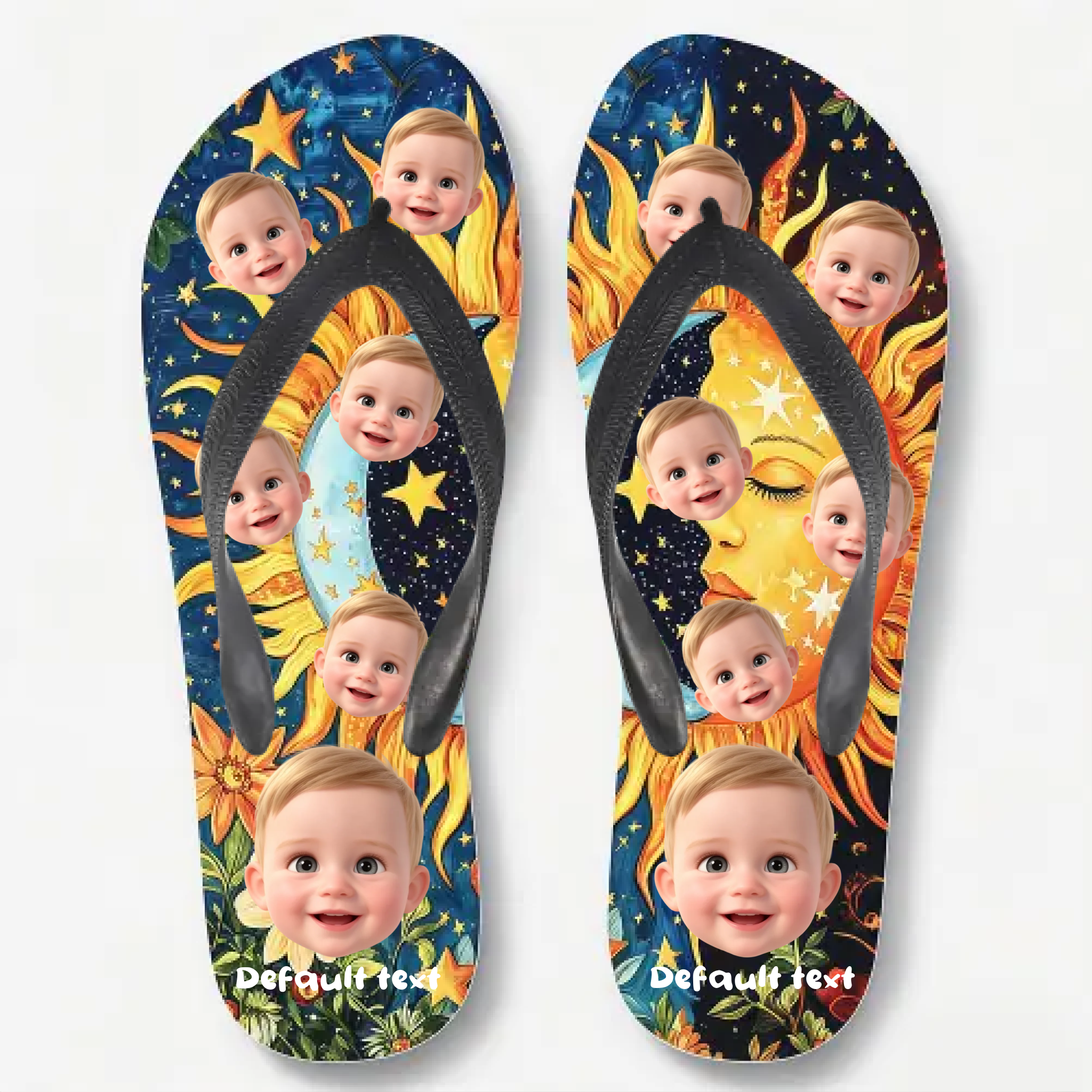 Customized paisley pattern thongs with personalized photos - summer beach sandals